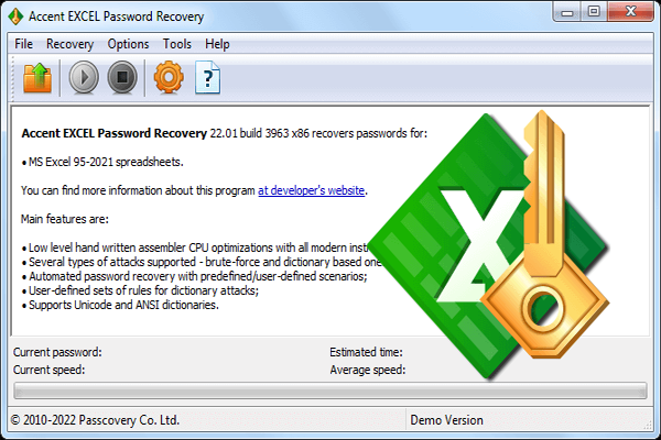 Accent Excel Password Recoveryͼ1